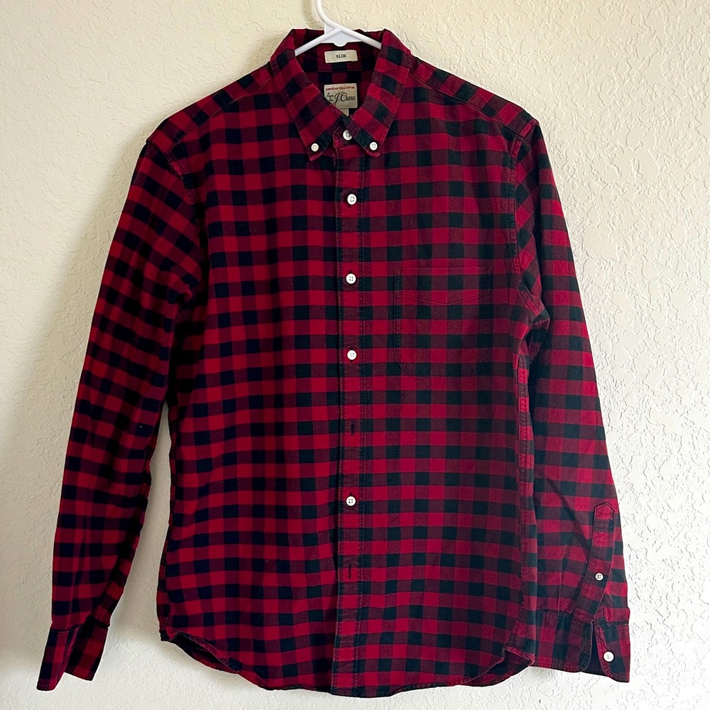 100% Cotton J Crew Men’s Plaid Shirt Size M Slim Fit